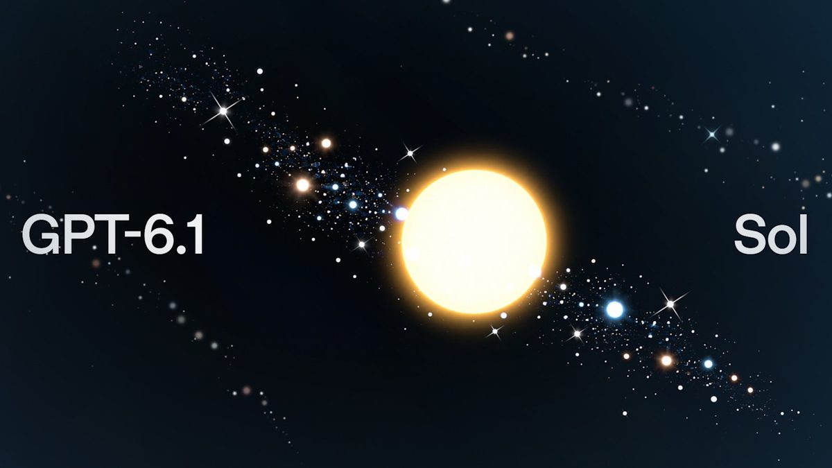 GPT-6.1 Sol title card with a bright sun on a dark starry background