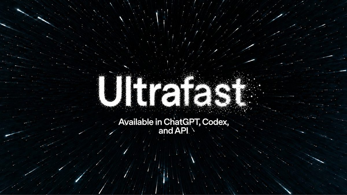 Ultrafast title over a streaking starfield, available in ChatGPT, Codex and the API