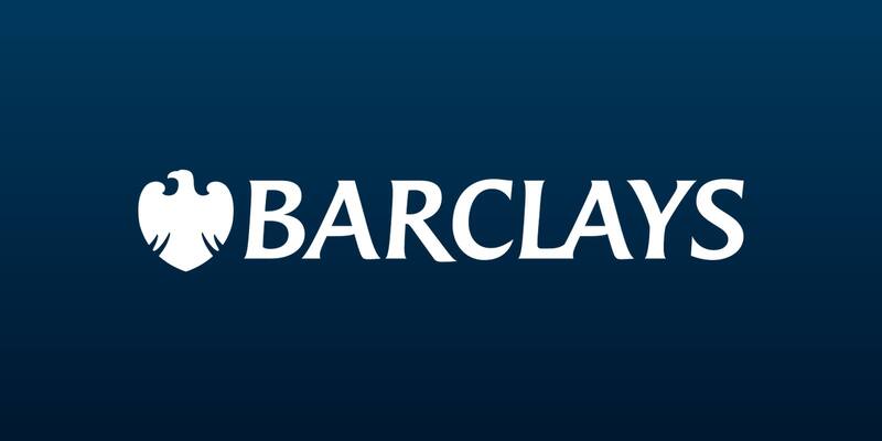 The white Barclays spread eagle logo and wordmark centred on a dark navy blue gradient background.