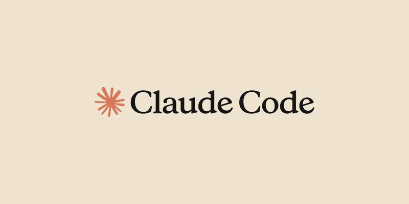 The Claude Code logo, an orange starburst beside the words Claude Code in black, on a pale sand background