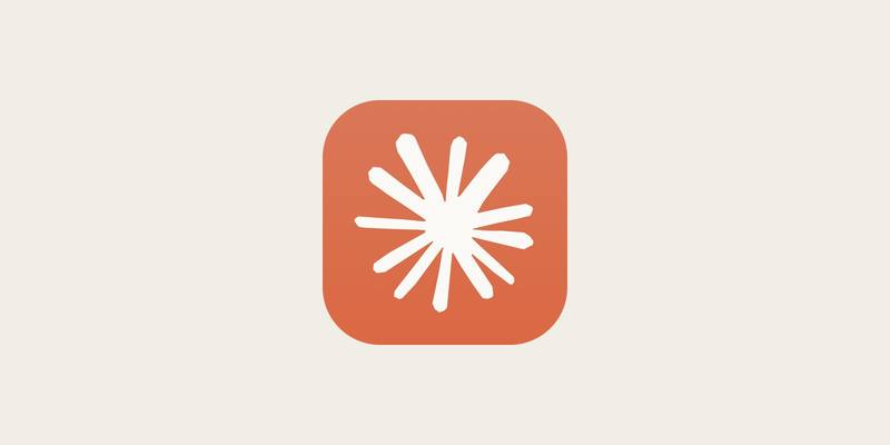 Anthropic's orange rounded-square Claude app icon with a white spark, on a light cream background.
