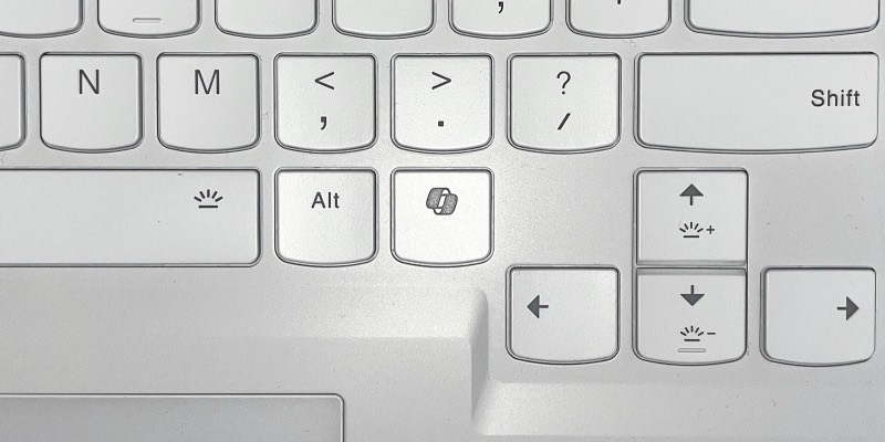 Close-up of the Copilot key on a Windows laptop keyboard