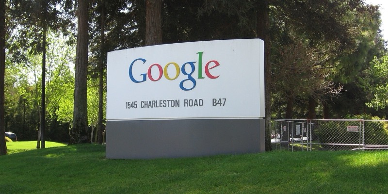 A Google sign on a lawn at the company’s Mountain View campus
