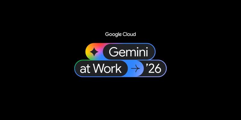 The Google Cloud Gemini at Work ’26 logo in coloured pill shapes on a black background