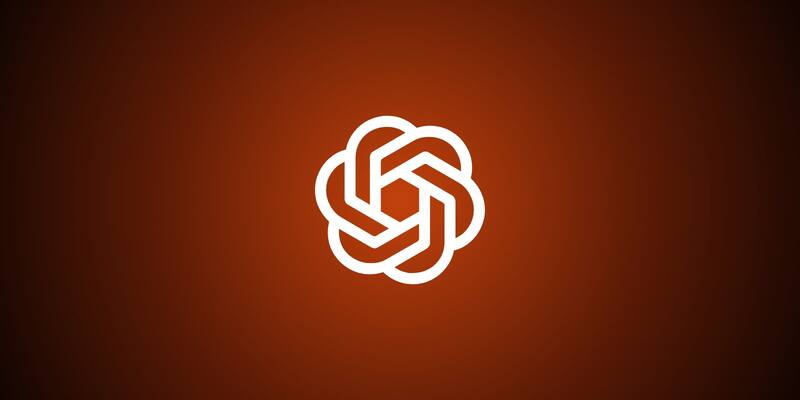 The white OpenAI knot logo centred on a burnt orange to black radial gradient background.