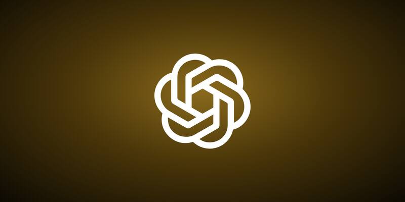 The white OpenAI knot logo centred on a dark gold to black gradient background.
