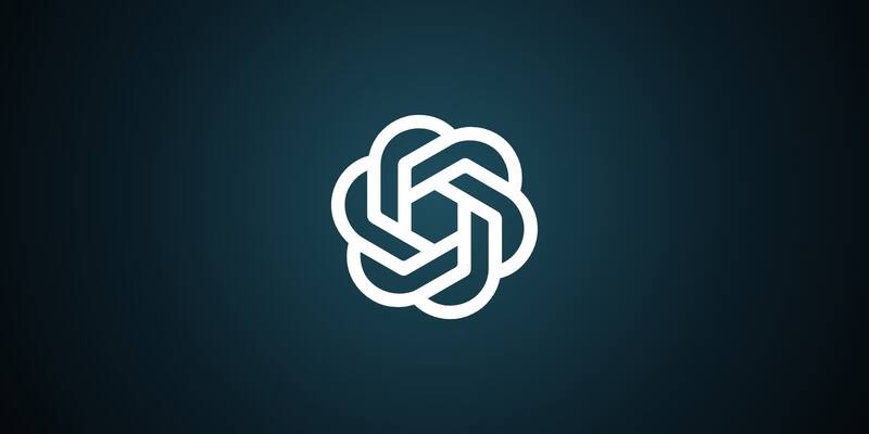 The white OpenAI knot logo centred on a dark teal-to-black background.