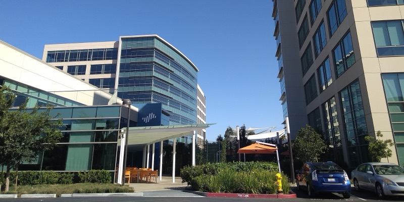 The entrance to Palo Alto Networks’ headquarters in Santa Clara