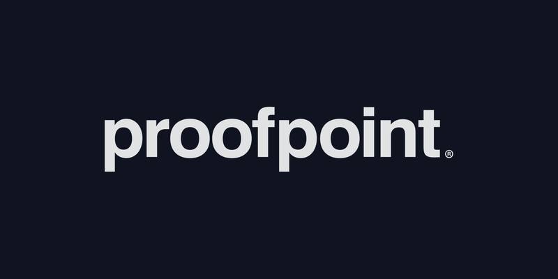 The white Proofpoint wordmark on a dark navy background