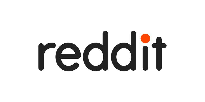 Reddit’s lowercase black wordmark with an orange-red dot over the i, centred on a white background.