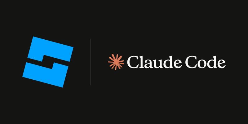 The blue Roblox Studio logo on the left and Anthropic’s Claude Code logo, an orange spark beside the words Claude Code, on the right, on a dark background.